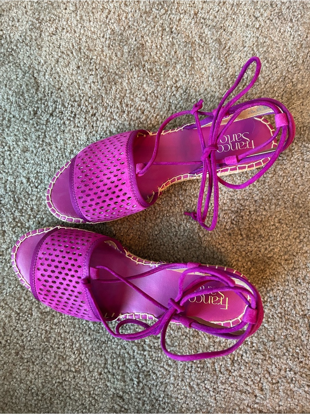 Franco Sarto Magenta Espadrille Sandals w/ ankle ties 8.5